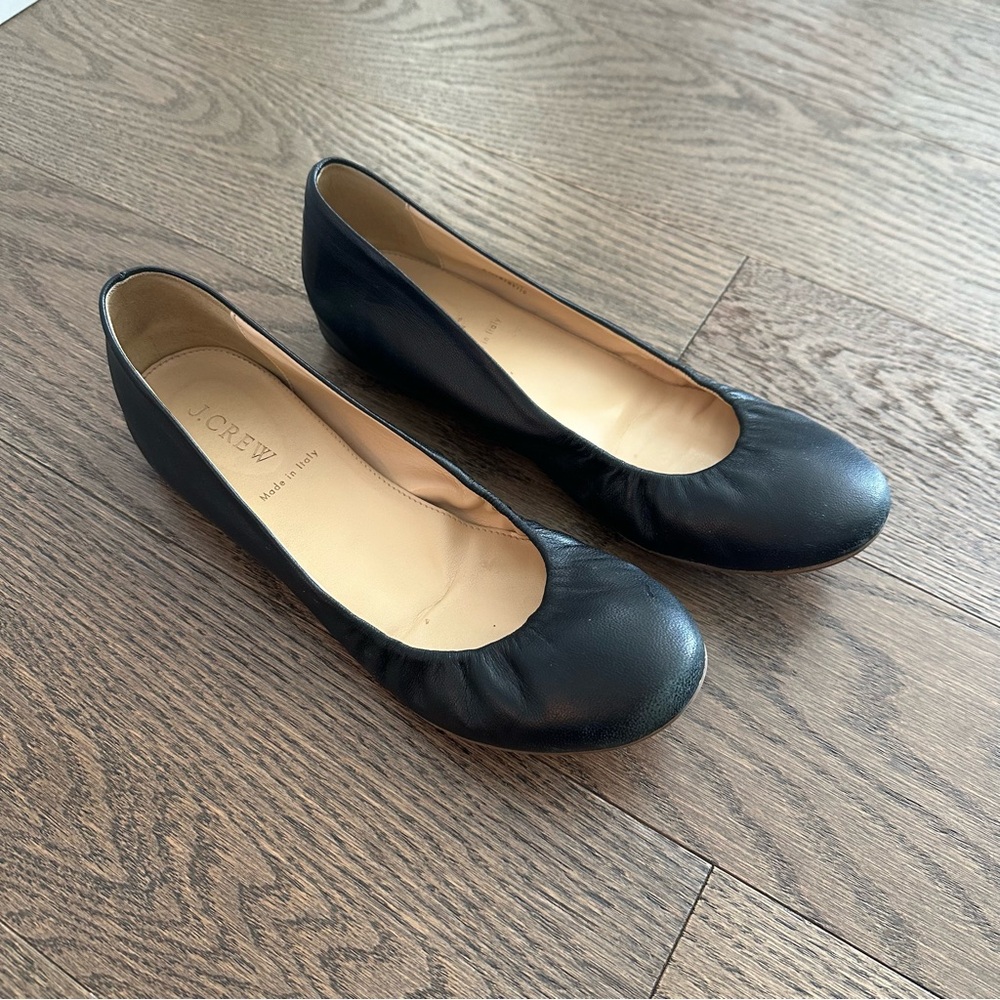 J. Crew Black Leather Flats